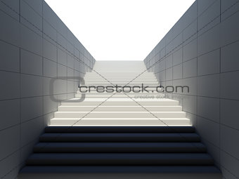 Empty white stairs in pedestrian subway