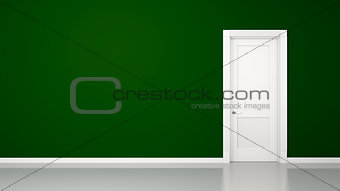 green wall and door background