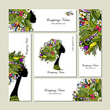 Business cards, tropical girl for your design