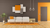 Brown and orange modern living room