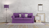 Purple sofa in a classic room