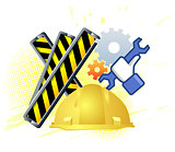 Maintenance mode icon with hand wrench. Like work emblem