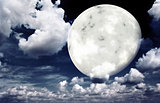 Bright moon in the night sky