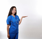 Nurse Holding Hand Up
