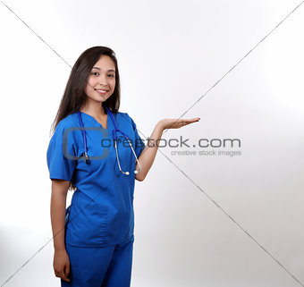 Nurse Holding Hand Up