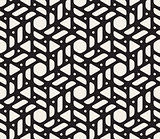 Vector Seamless Black and White Rounded Shapes Triangles and Circles Pattern
