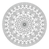 Tribal folk Aztec geometric pattern in circle - stroke