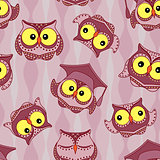 Funny owls seamless pattern