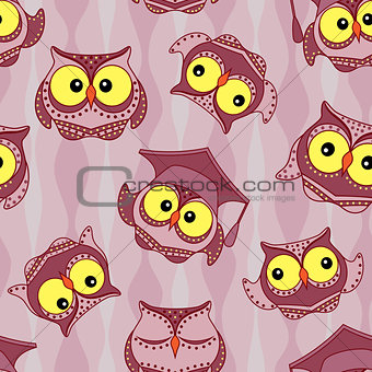 Funny owls seamless pattern