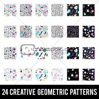 Set of creative geometric patterns. Memphis style. Colorful Abstract