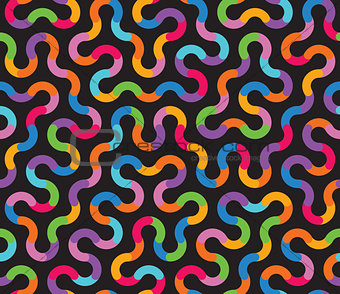 Vector Seamless Multicolor Tangled Rounded Stripes Geometric Pattern