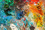artist's palette with oil paints