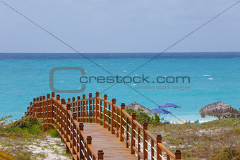 Wooded bridge and turquoise sea