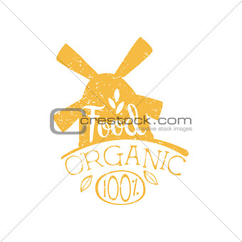 Organic Food Yellow Vintage Emblem