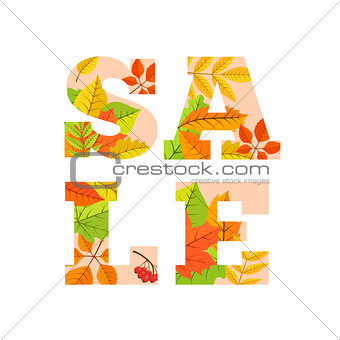 Sale word from colorful leaves.