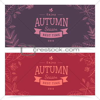 Autumn leaves and sale text.