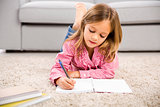 Little girl making homework