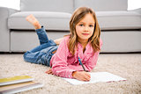 Little girl making homework