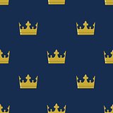 Seamless pattern golden crown king, vector