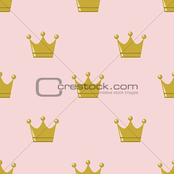 Seamless pattern golden crown princess, vector