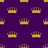 Seamless pattern golden crown queen, vector