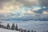 winter mountains and fog