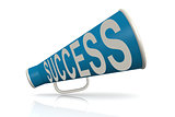 Blue megaphone with success word