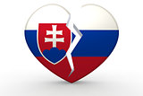 Broken white heart shape with Slovakia flag