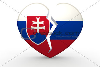 Broken white heart shape with Slovakia flag