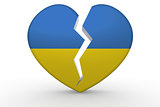 Broken white heart shape with Ukraine flag