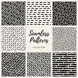 Set of Nine Vector Seamless Lines Patterns Collection