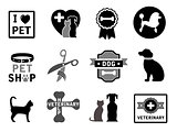 set of veterinary concept icons
