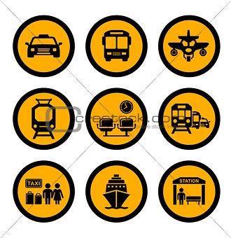 social transport yellow icons
