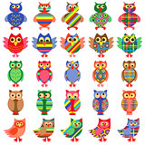 Twenty five amusing colorful owls
