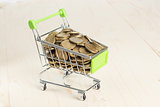 Trolley basket with money