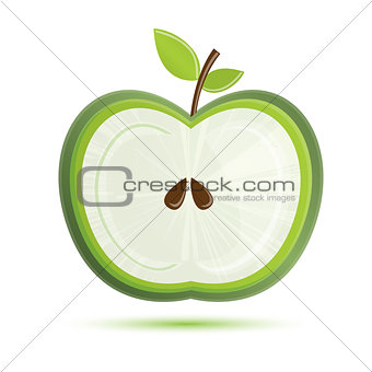 Green Apple Isolated on White Background.
