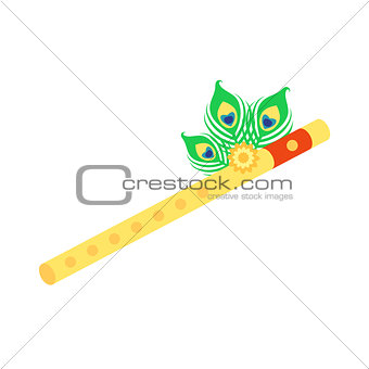 Krishna flute isolated on white background
