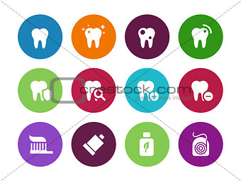 Tooth, teeth circle icons on white background.