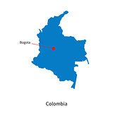 Detailed vector map of Colombia and capital city Bogota