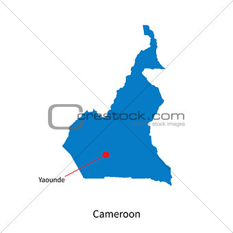 Detailed vector map of Cameroon and capital city Yaounde