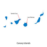 Map of Canary Islands and capital city Santa Cruz