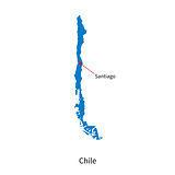 Detailed vector map of Chile and capital city Santiago