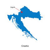 Detailed vector map of Croatia and capital city Zagreb