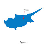 Detailed vector map of Cyprus and capital city Nicosia