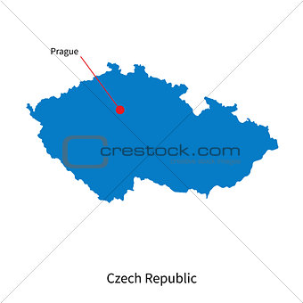 Detailed vector map of Czech Republic and capital city Prague