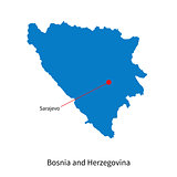 Vector map of Bosnia and Herzegovina with capital city Sarajevo