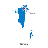Detailed vector map of Bahrain and capital city Manama
