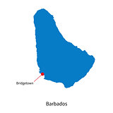 Detailed vector map of Barbados and capital city Bridgetown
