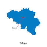 Detailed vector map of Belgium and capital city Brussels