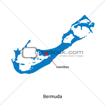 Detailed vector map of Bermuda and capital city Hamilton